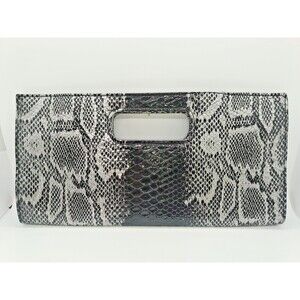 Vintage GIANNINI Black & Ivory Faux Leather and Snake Skin Clutch *SUPER CHIC*